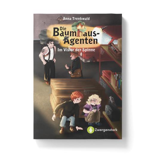 Frontcover vom Kinderbuch "Die Baumhaus-Agenten: Im Visier der Spinne", ein Kinderroman ab 8 Jahren von Anna Trenkwald über Freundschaft, Mut und Abenteuer