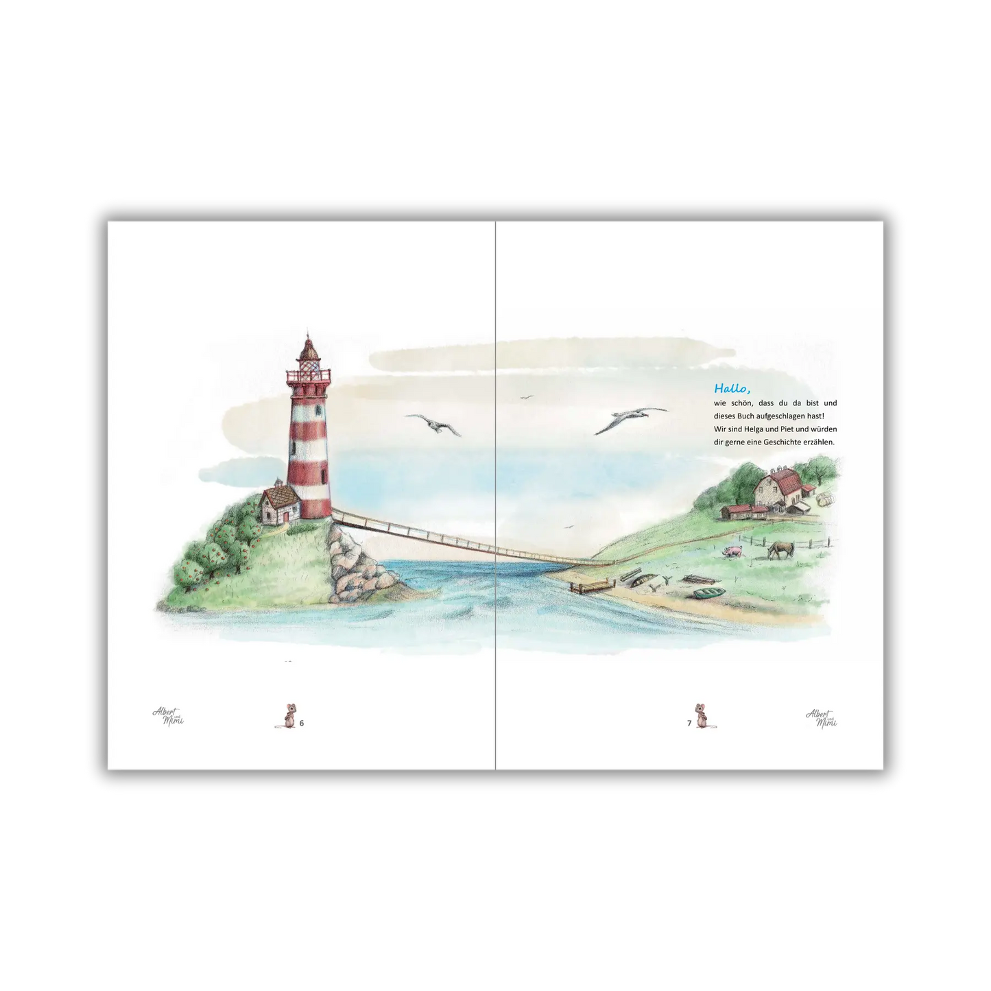 Inhaltsseite Lesergruß vom Kinderbuch "Albert und Mimi – Eine besondere Freundschaft und ein echter Kriminalfall", ein Bilderbuch zum Vorlesen ab 5 Jahren über ein tierisches Detektivabenteuer voller Freundschaft, Vielfalt und Zusammenhalt