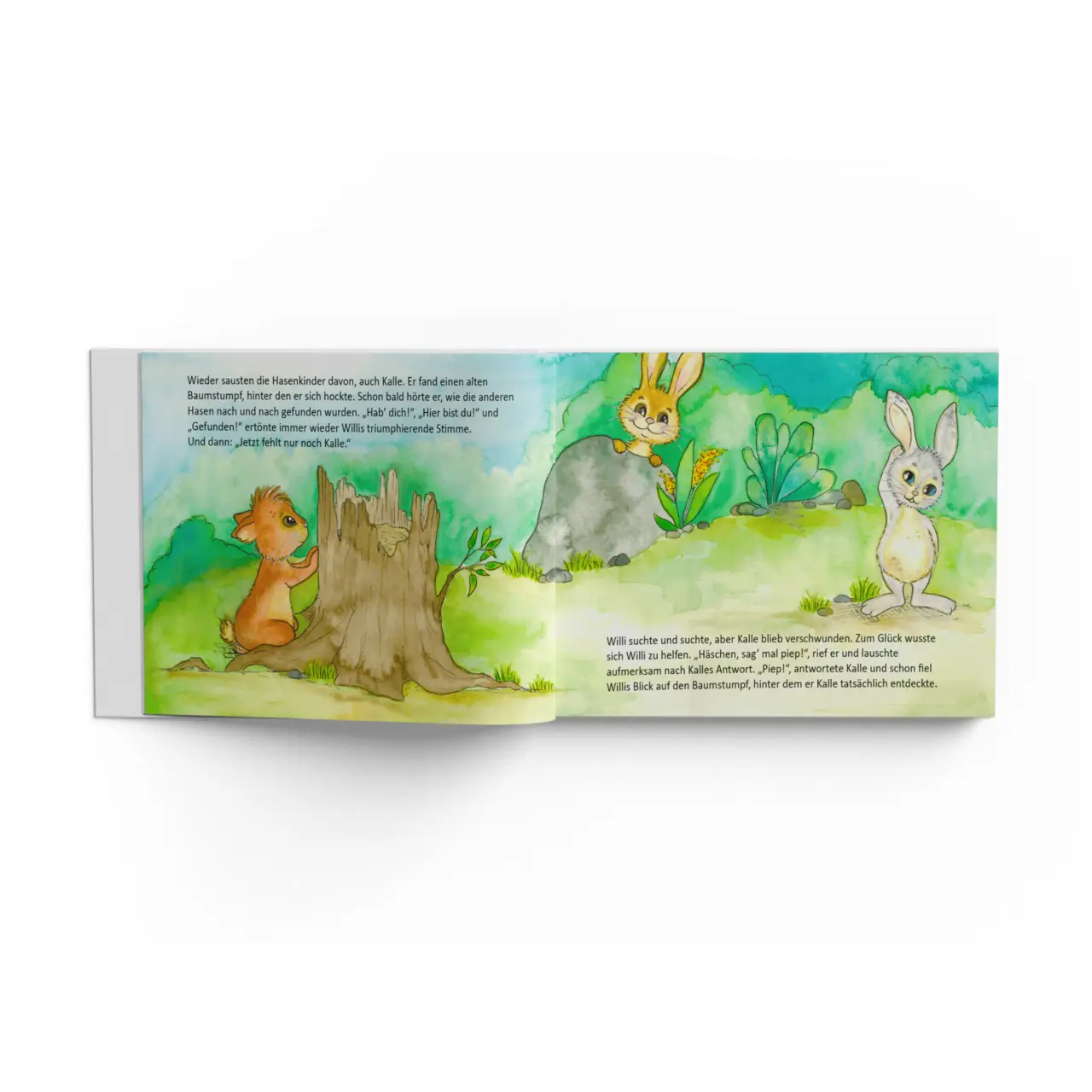 Inhaltsseite Hasen Mockup vom Kinderbuch "Einfach Kalle - Ich bin, wie ich bin", ein Bilderbuch über Selbstvertrauen ab 3 Jahren von Nina Kwee und Zwergenstark