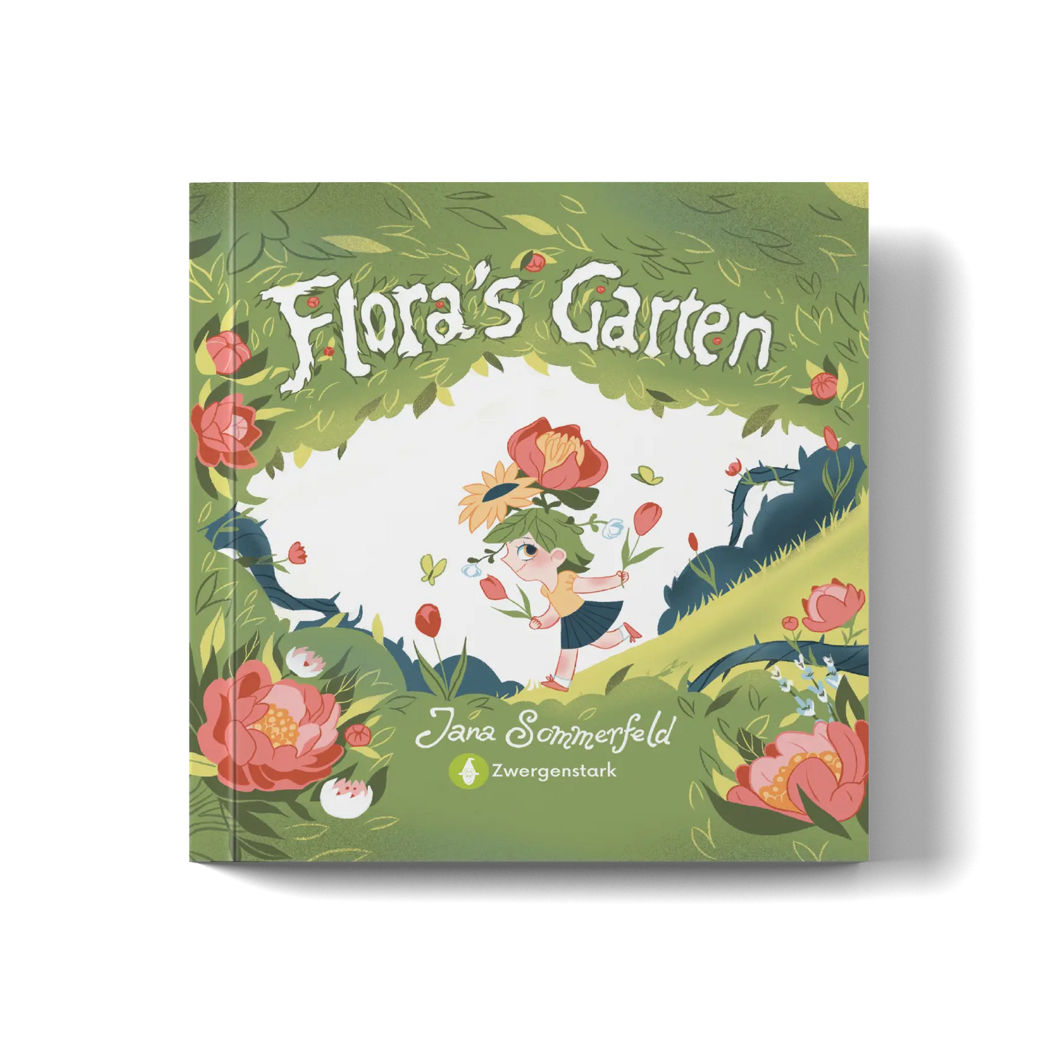 Frontcover Mockup vom Kinderbuch "Flora's Garten", ein Bilderbuch über Gefühle ab 5 Jahren von Jana Sommerfeld und Zwergenstark