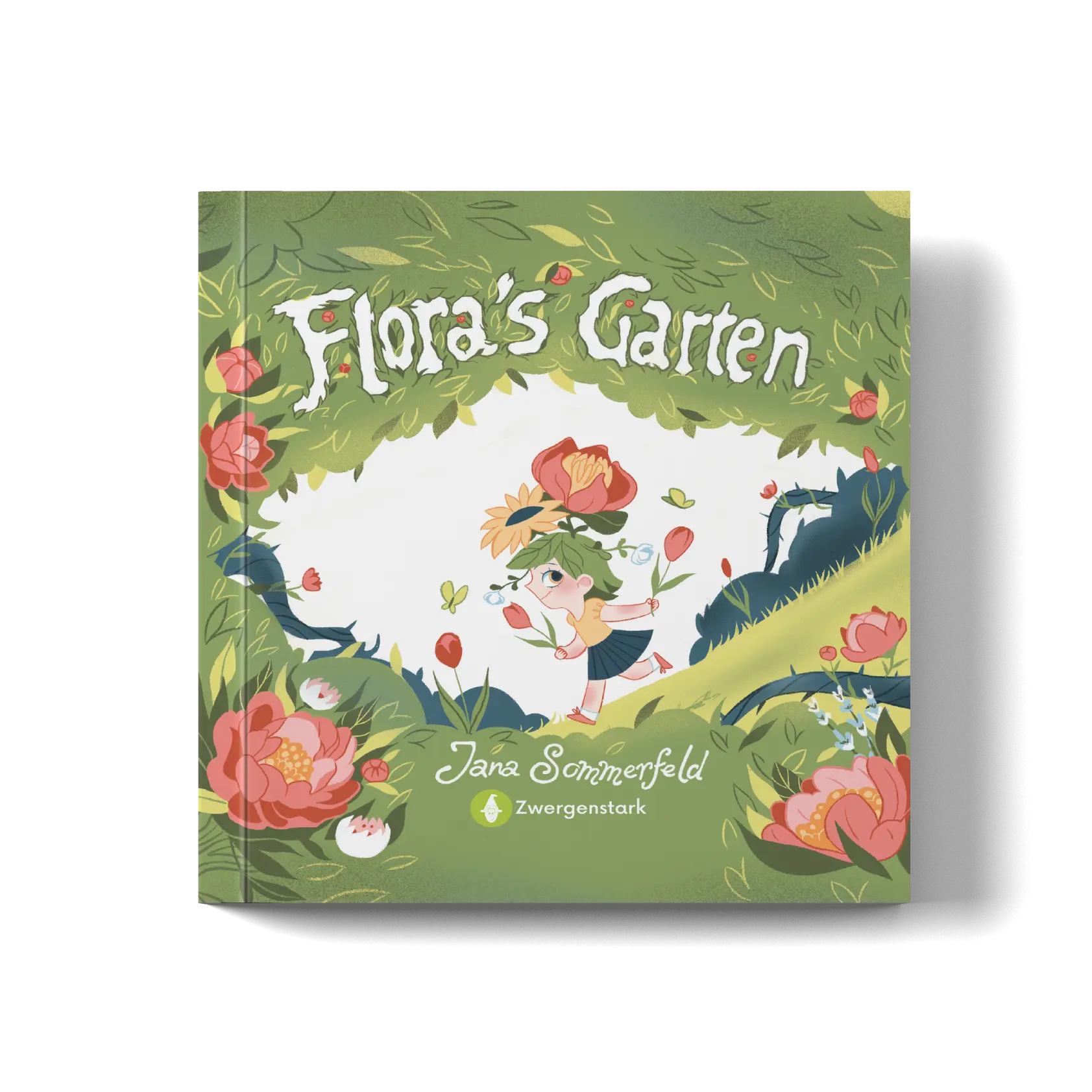 Frontcover Mockup vom Kinderbuch "Flora's Garten", ein Bilderbuch über Gefühle ab 5 Jahren von Jana Sommerfeld und Zwergenstark