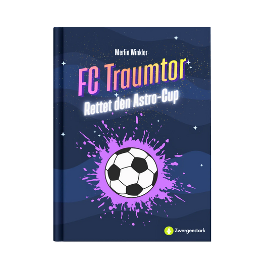 Frontcover vom Kinderbuch "FC Traumtor – Rettet den Astro-Cup", ein E-Book für Kinder ab 5 Jahren zum Vorlesen mit einer Gute-Nacht-Geschichte über Fußball, Weltraum, Abenteuer und Freundschaft