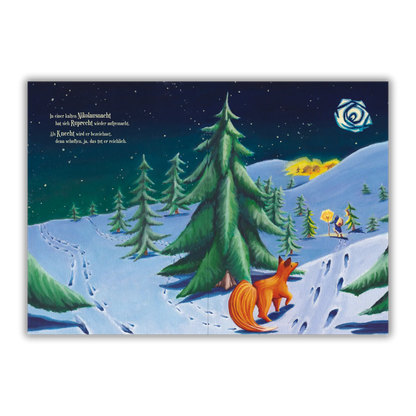 Doppelseite 1 vom Kinderbuch "Als Knecht Ruprecht erfuhr, dass Kinder keine Kohle mögen", ein Bilderbuch für Kinder ab 3 Jahren über Nikolaus, Weihnachten, Winter und Knecht Ruprecht. Ein Weihnachtsbuch mit einer Weihnachtsgeschichte in Reimform.