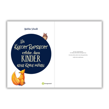Widmungsseite vom Kinderbuch "Als Knecht Ruprecht erfuhr, dass Kinder keine Kohle mögen", ein Bilderbuch für Kinder ab 3 Jahren über Nikolaus, Weihnachten, Winter und Knecht Ruprecht. Ein Weihnachtsbuch mit einer Weihnachtsgeschichte in Reimform.