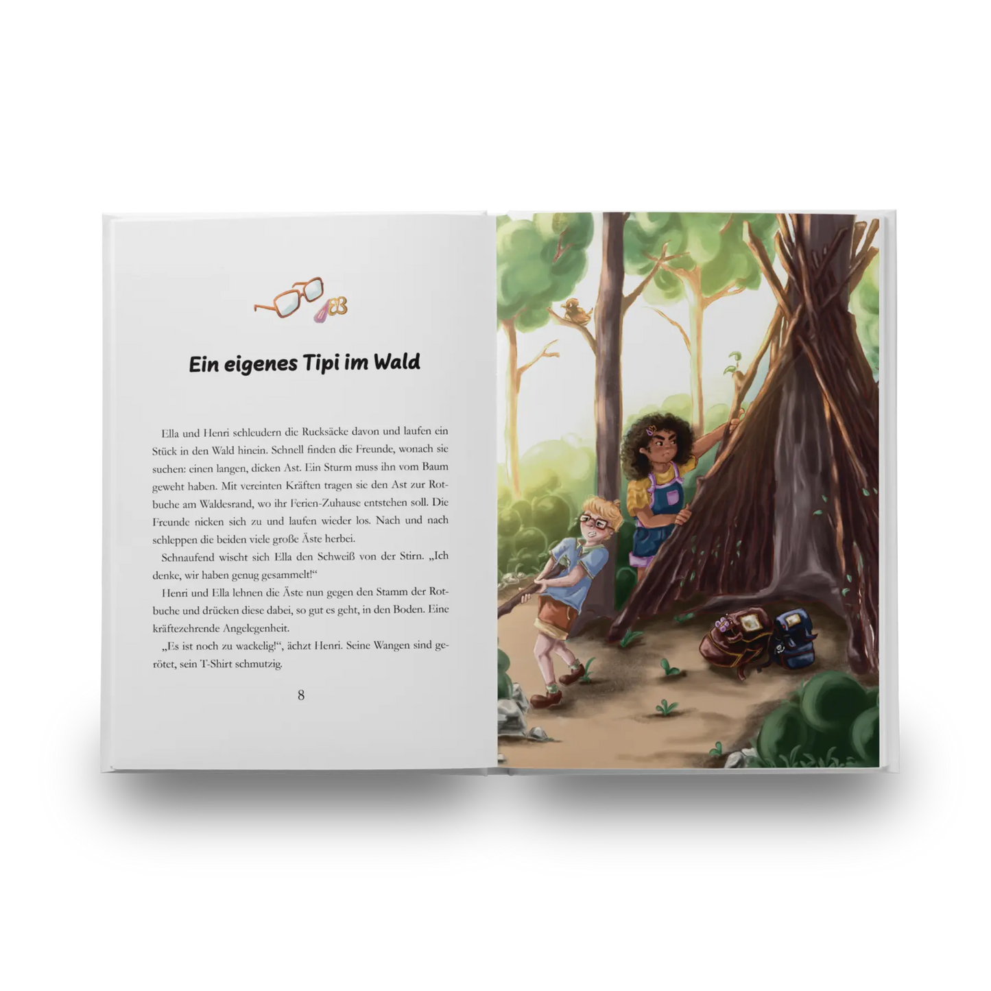 Inhaltsseiten 8 bis 9 vom Kinderbuch "Das Tipi nach Tharros", ein magische Vorlesebuch für Kinder ab 6 Jahren von Elisabeth Hartlieb und Zwergenstark