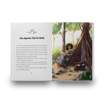 Inhaltsseiten 8 bis 9 vom Kinderbuch "Das Tipi nach Tharros", ein magische Vorlesebuch für Kinder ab 6 Jahren von Elisabeth Hartlieb und Zwergenstark