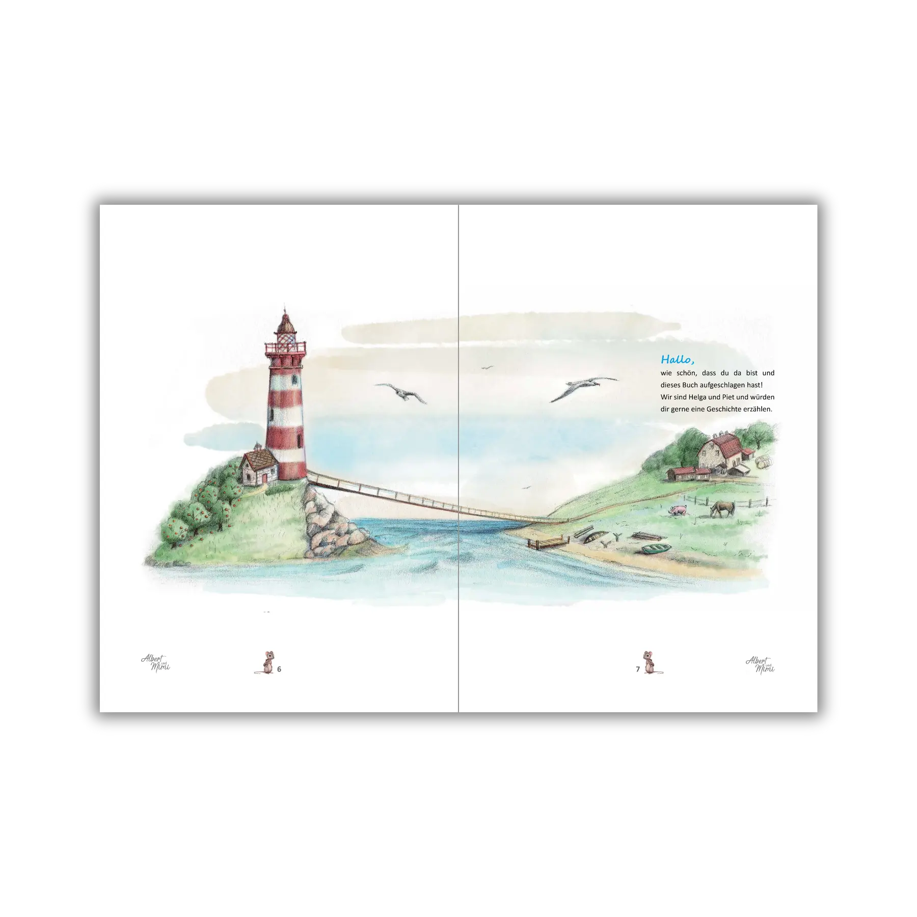 Inhaltsseite Lesergruß vom Kinderbuch "Albert und Mimi – Eine besondere Freundschaft und ein echter Kriminalfall", ein Bilderbuch zum Vorlesen ab 5 Jahren über ein tierisches Detektivabenteuer voller Freundschaft, Vielfalt und Zusammenhalt