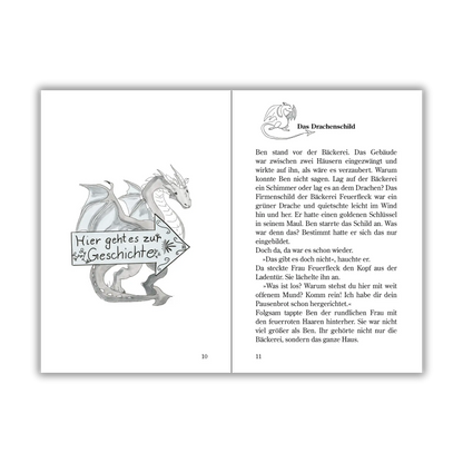 Seiten 10 und 11 vom Kinderbuch "Drachenmut", ein Vorlesebuch ab 6 Jahren über Drachen, Freundschaft und mentale Gesundheit von Ines Gölß