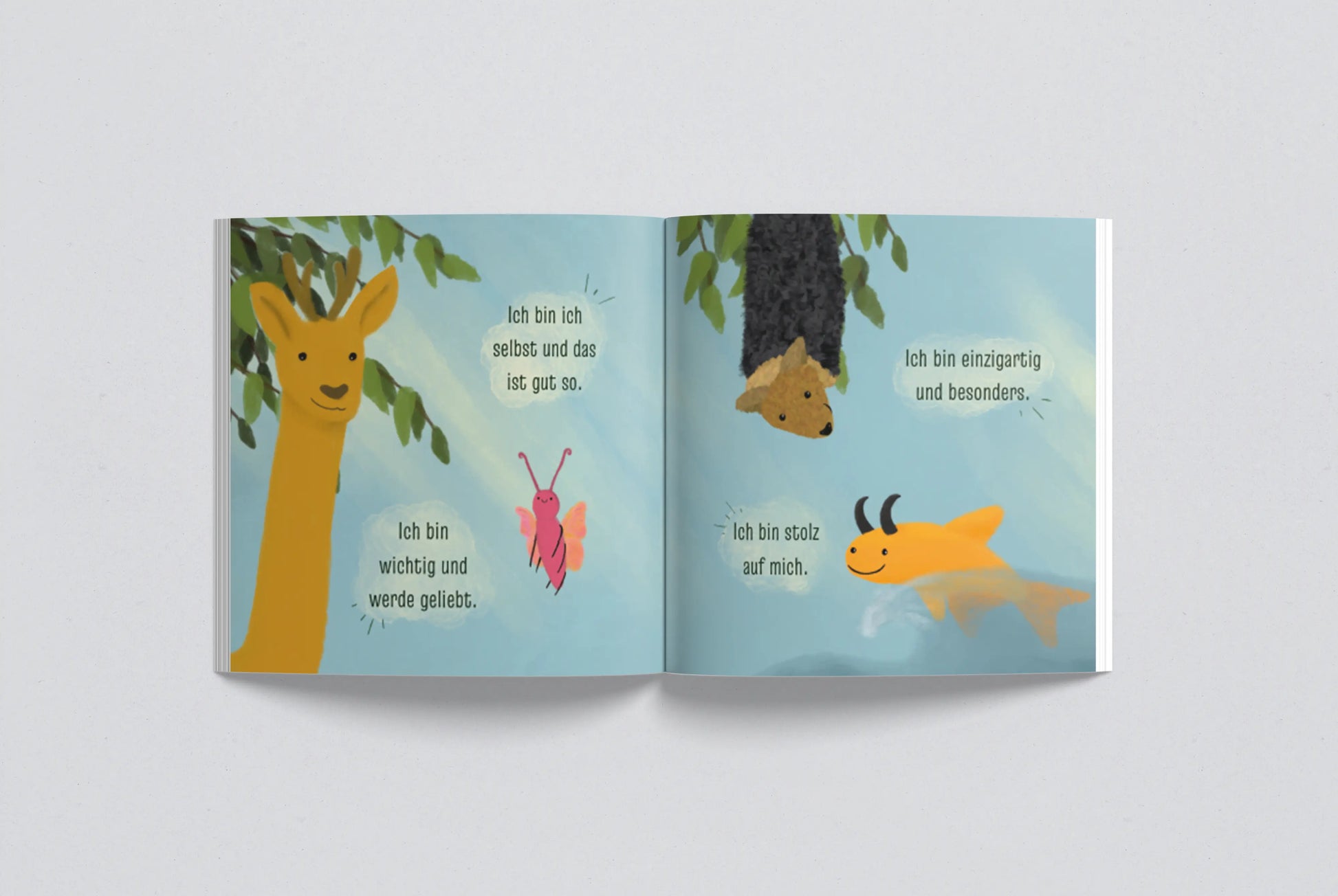 Inhaltsseite Tiere Mockup vom Kinderbuch "Fritz das Flattertier: Sag - Wie ist es, anders zu sein?", ein Bilderbuch ab 3 Jahren von Hanna Oberhauser und Zwergenstark